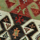 Red Blue Geometric Kilim Rug 112x207Cm SK 35319