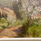 Reyne-marin de pyerne (20th century), landscape of veynes, oil on panel