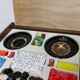 Unique 1960s bedside table with 15 complete games, compass legs, 1960s