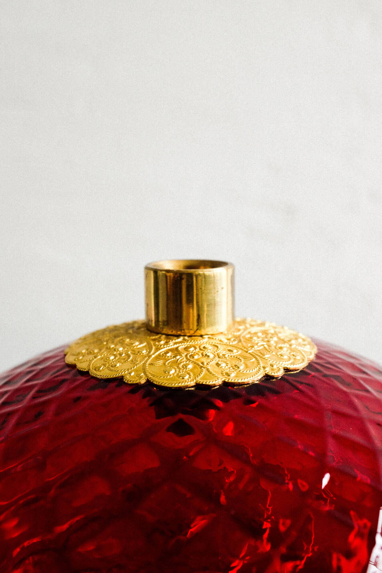 Vintage Czechoslovak Red Glass Table Lamp by Jablonecké Sklárny, 1970s