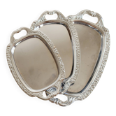 Trio de mini plateaux vintage métal argenté