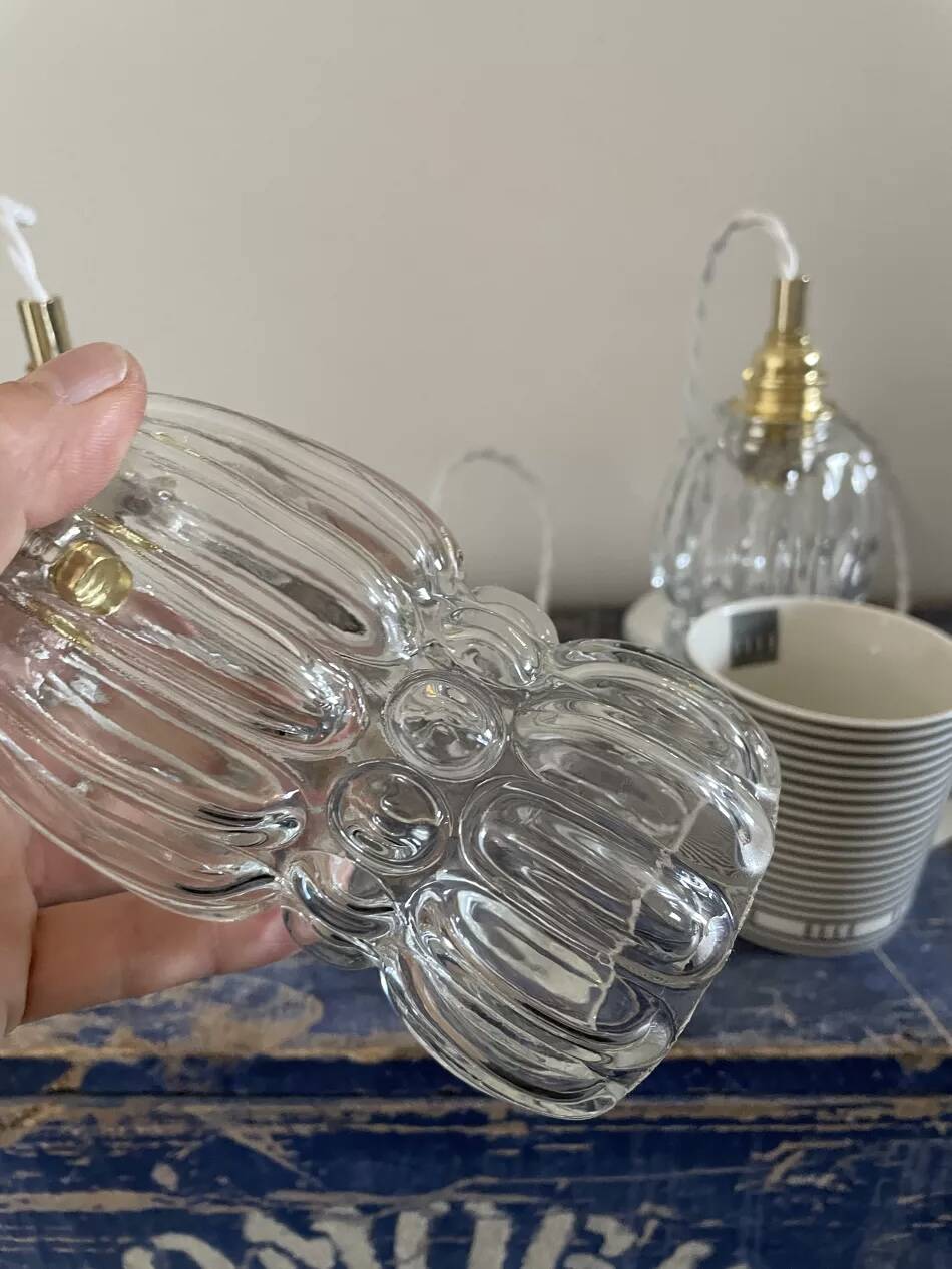 Set of three glass pendant lights of Scandinavian origin