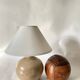 Lampe en grès, câble tissu 2M, abat-jour coton