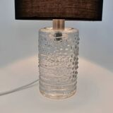 Mid-century solid crystal structured table lamp by Willem Heesen for Royal Leerdam