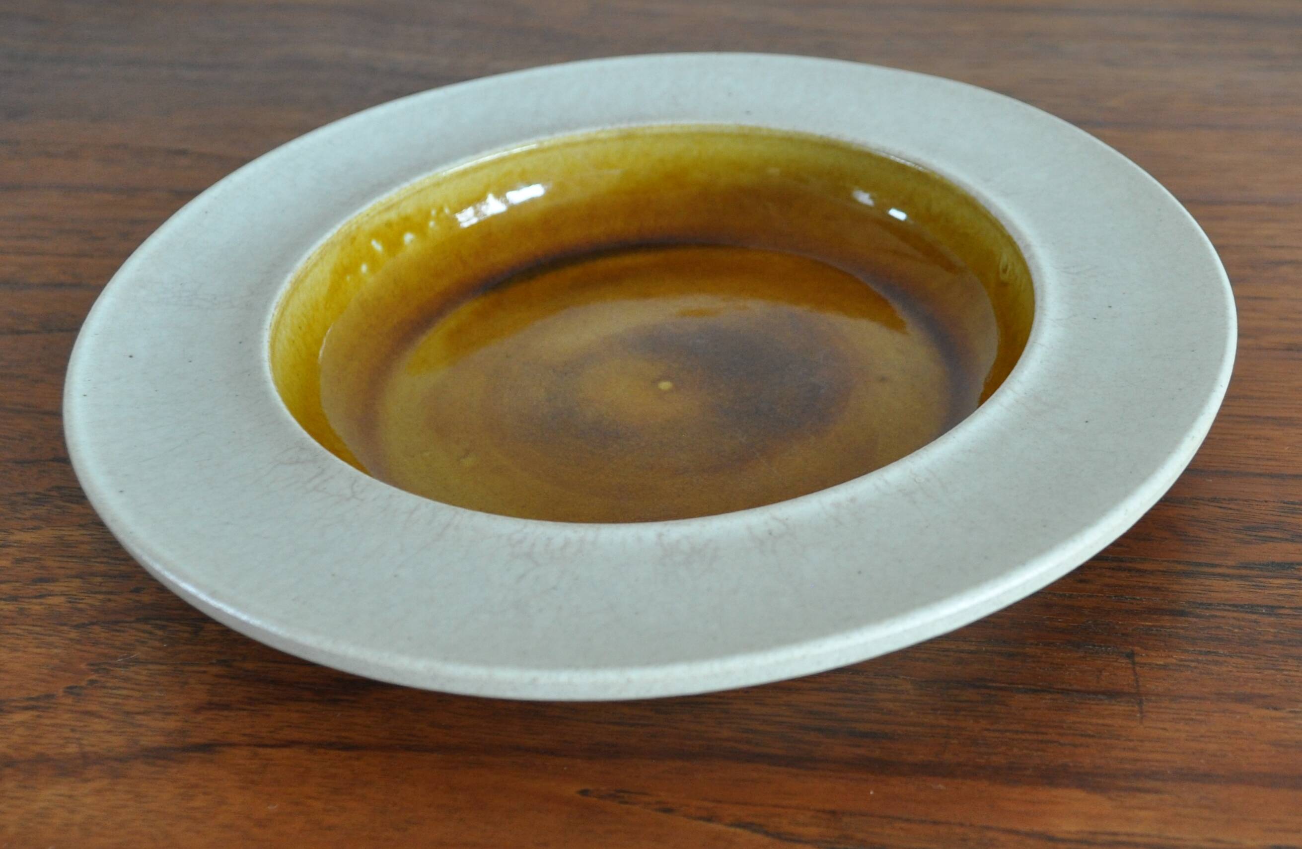 Golden Ochre Ceramic Dish by Kähler, Denmark 1950s