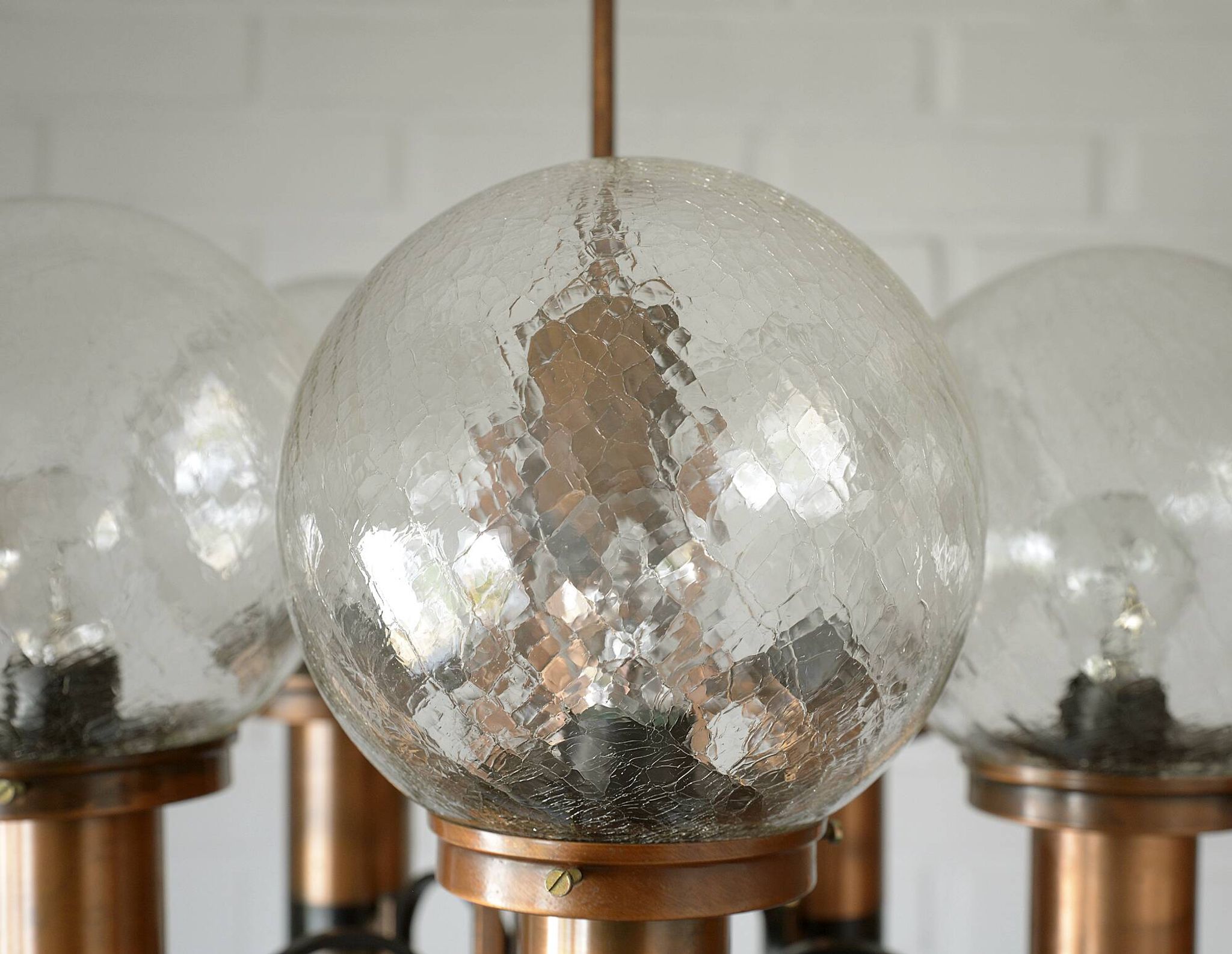X Large vintage copper chandelier 1980's brutalist hanging light MCM