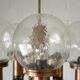 X Large vintage copper chandelier 1980's brutalist hanging light MCM