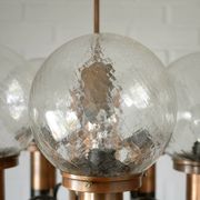 X Large vintage copper chandelier 1980's brutalist hanging light MCM