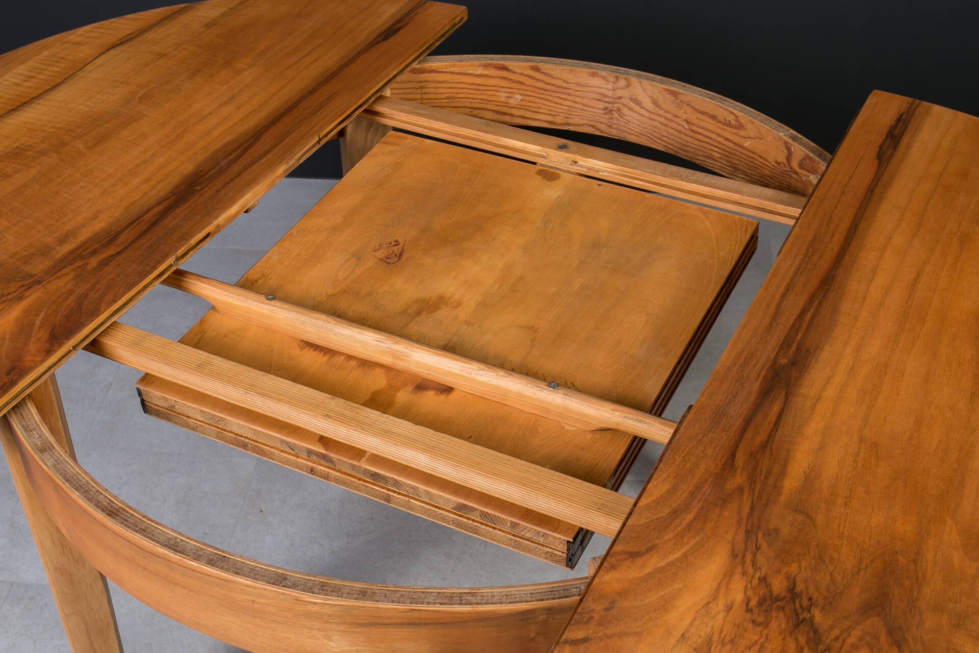 Unique dining set: Extendable round table and Czech chairs by Antonín Šuman