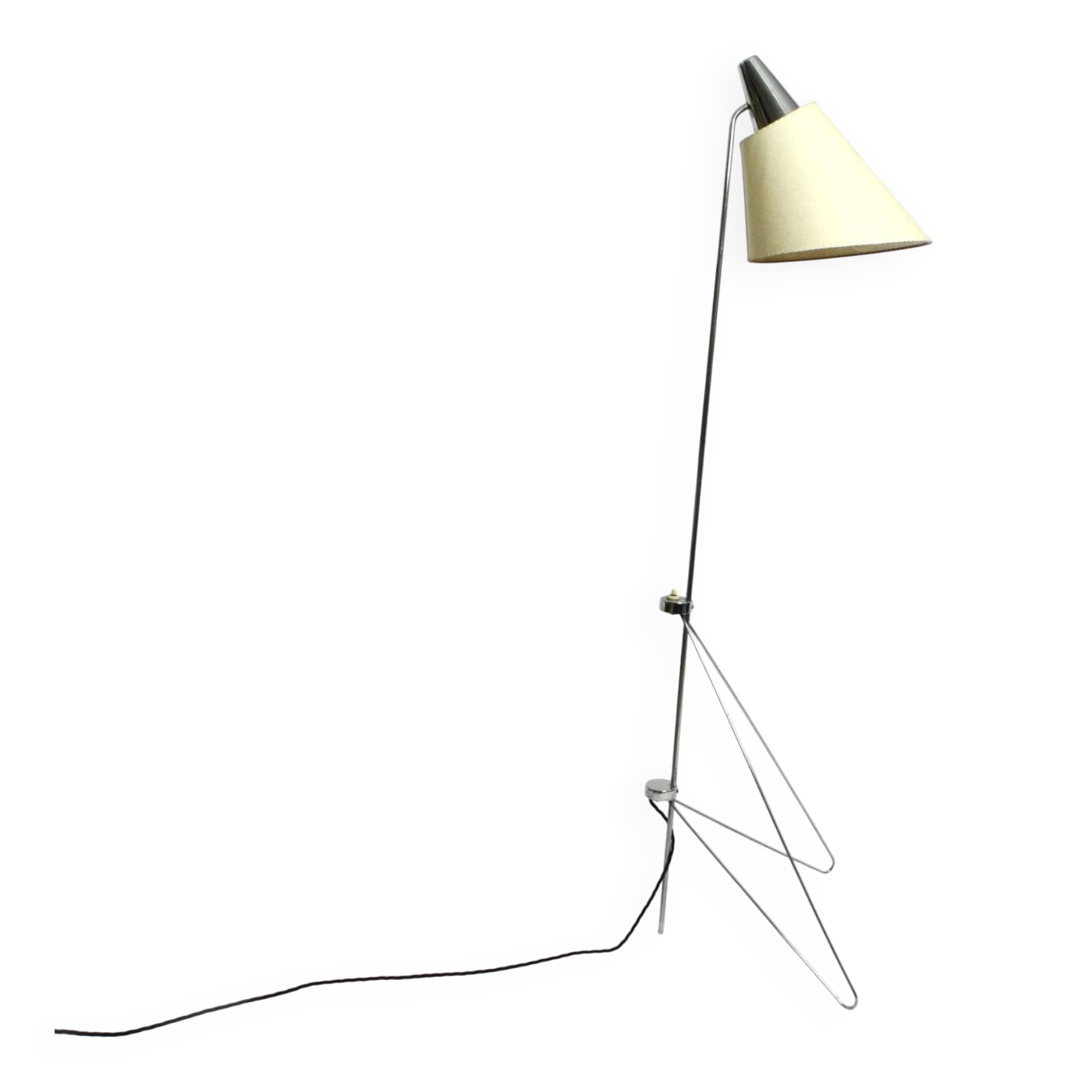 Original 1960s metal chrome floor lamp by Josef Hurka for Napako Czech