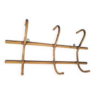 Vintage Rattan Wall Coat Rack