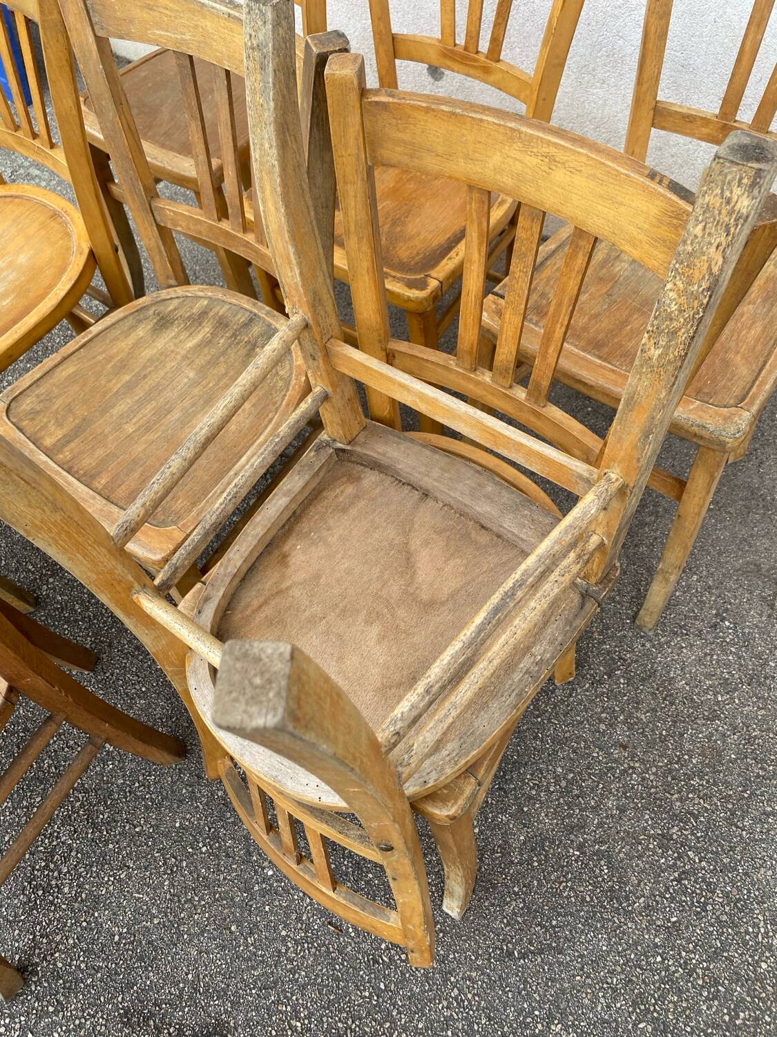 Set of 9 raw bistro chairs