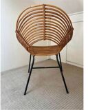 Chaise design en rotin, H. Broekhuizen pour Rohé Noordwolde, années 1960