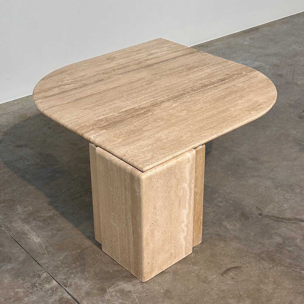 Italian travertine sculptural eye shaped coffee table, 1980s
