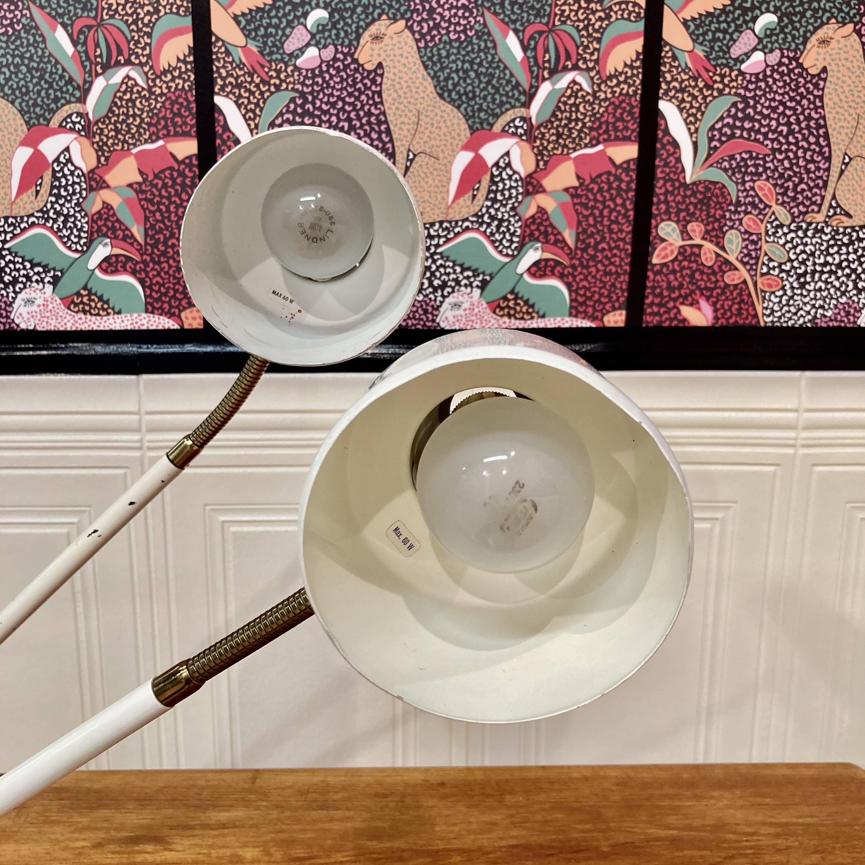 PAIRE DE GRANDES LAMPES MODULABLES "DESIGN INDUSTRIEL 1950".