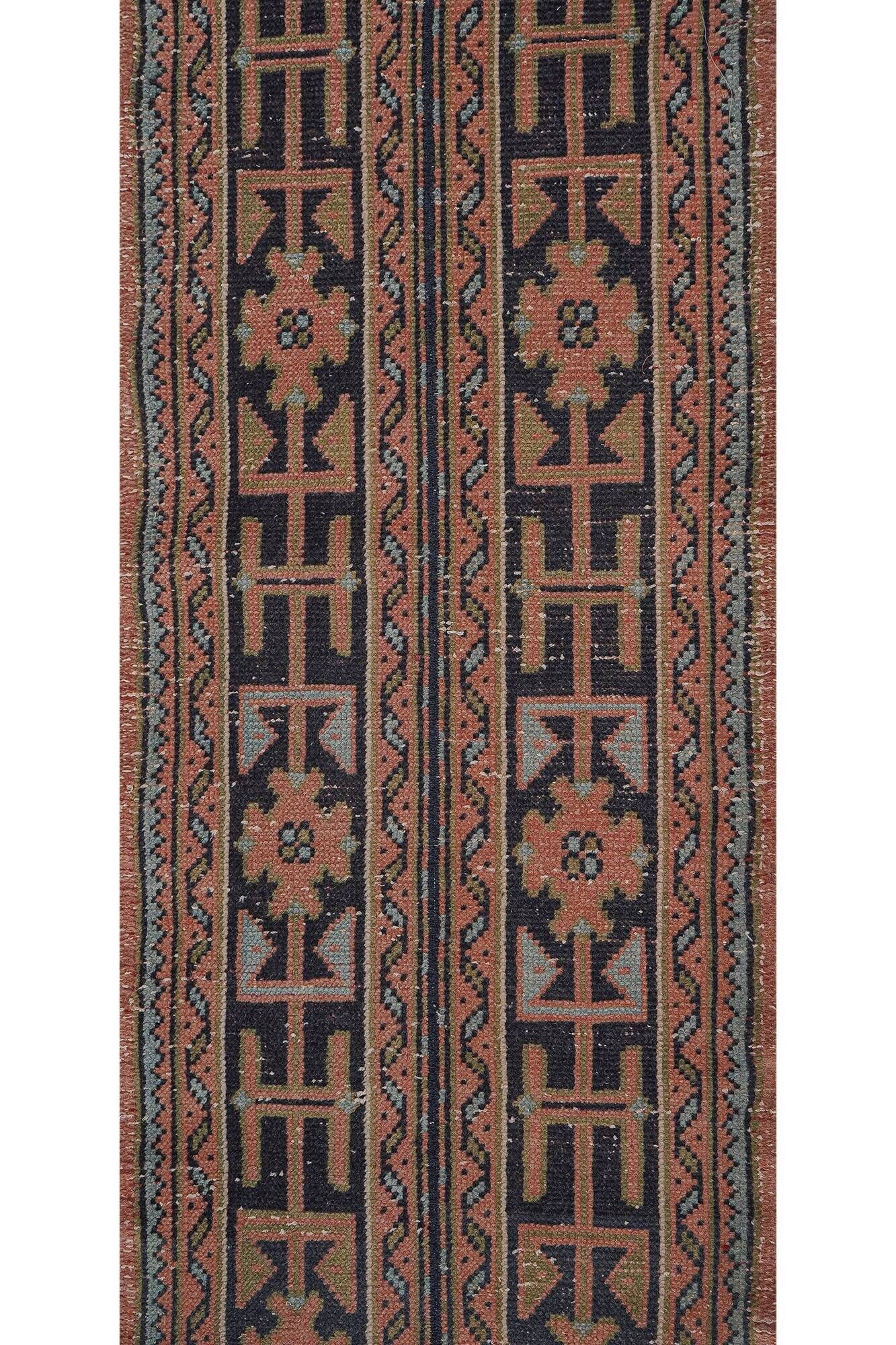 Vintage Turkish hallway rug 63x633 cm