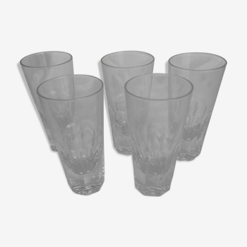 Lot de 5 verres droits,  à fond épais