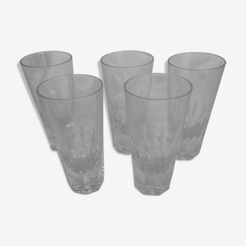 Lot of 5 straight glasses, thick-bottomed