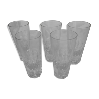 Lot de 5 verres droits,  à fond épais