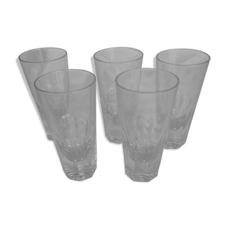 Lot of 5 straight glasses, thick-bottomed