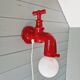 Red ceramic faucet wall light, 70s