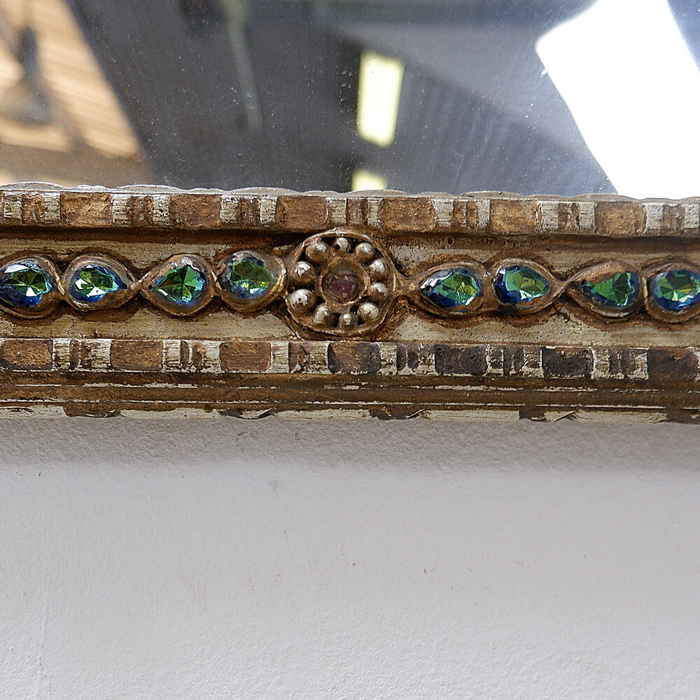 Mirror in stucco and coloured stones in the style of Creaciones Gobesso, Italy.