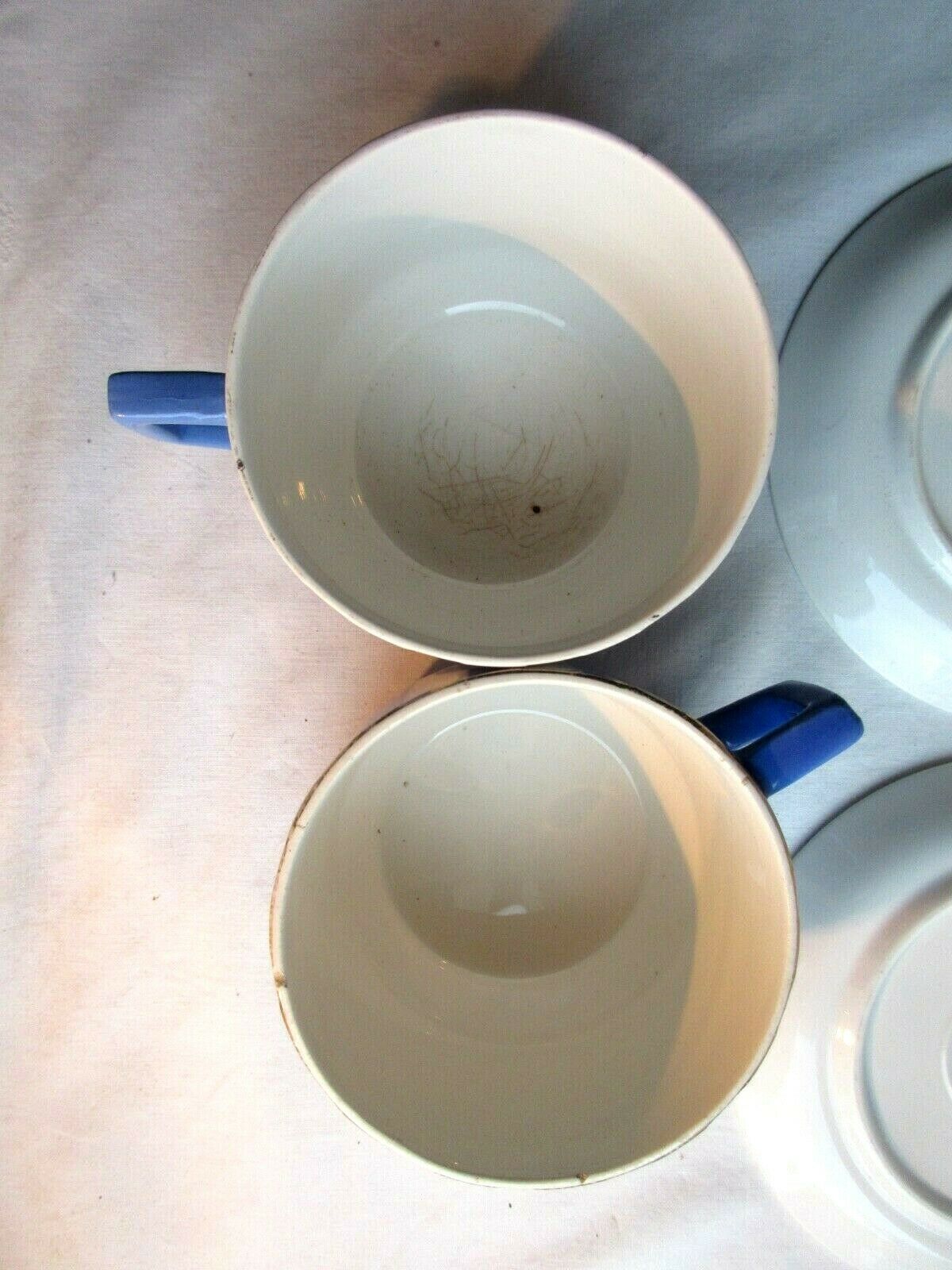 Lot of 2 large chocolate cups with saucers, FOX TROTT of SARREGUEMINES