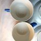Lot of 2 large chocolate cups with saucers, FOX TROTT of SARREGUEMINES