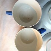 Lot of 2 large chocolate cups with saucers, FOX TROTT of SARREGUEMINES