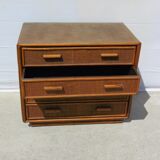 Vintage dresser 4 drawers in rattan and bamboo