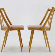 1960s Antonin Suman Set of Four Dining chairs in Beech Wood , Czechoslovakia