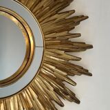 Sun mirror in golden resin 50cm