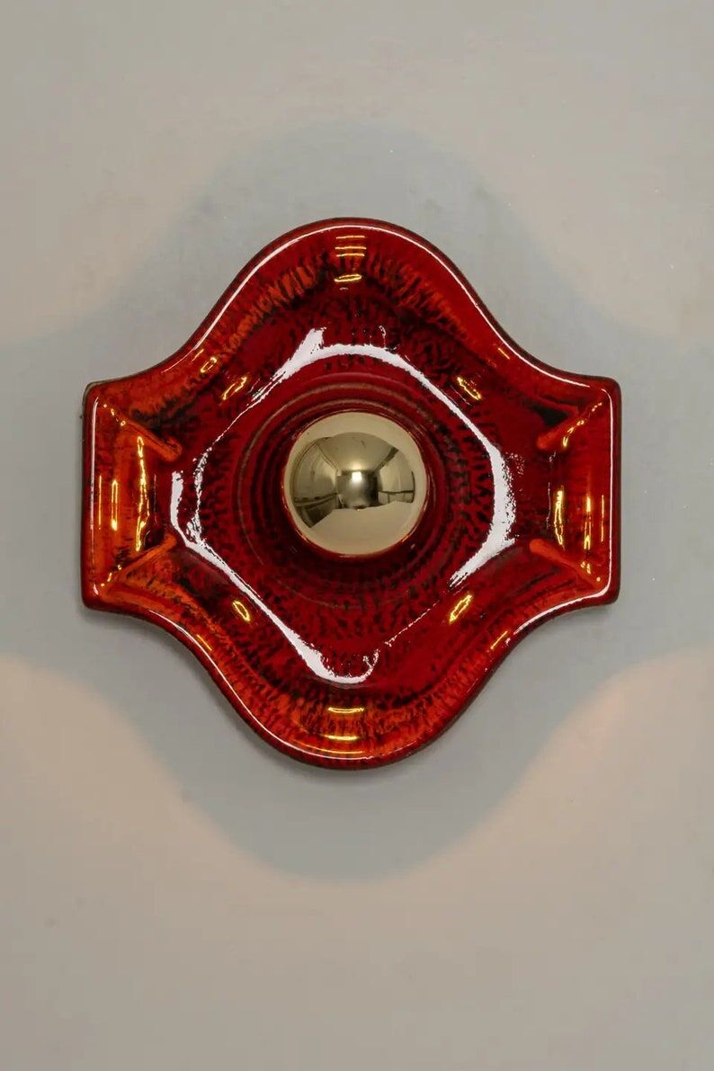 Wall lamp in red and orange ceramic Sputnik, Germany, 1970s