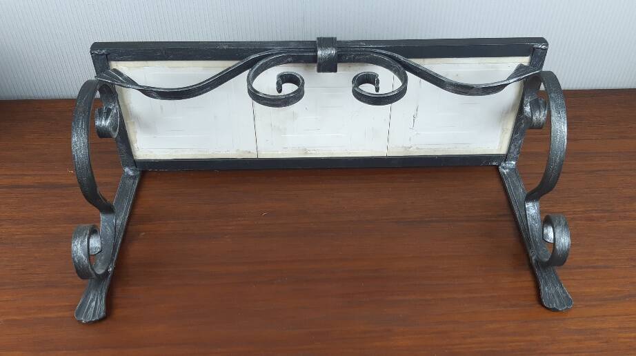 Wrought iron and ceramic shelf – Germany, 1970s