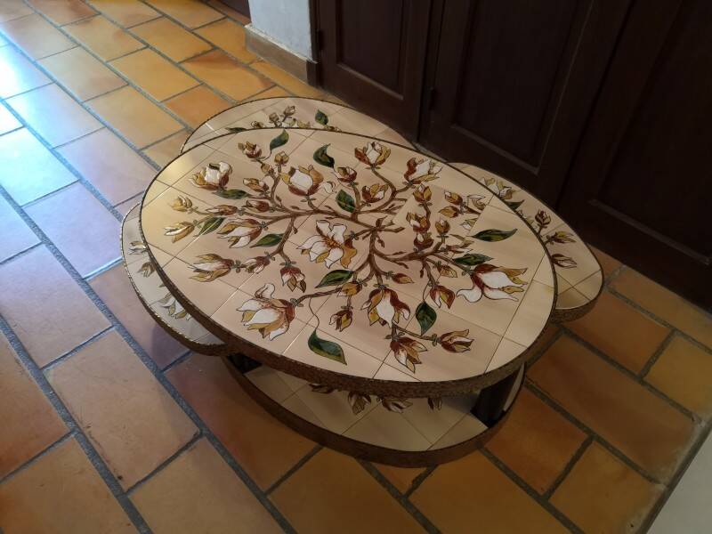 Georges Pelletier Vallauris La Roue Magnolias Vintage Coffee Table