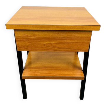 Table de chevet années 50 effet bois, moderniste