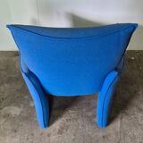 Space age design lounge chair in blue fabric, Netherlands 1960s