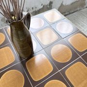 1950s rattan table with ceramic top