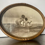 Cadre ovale en bois antique 32 cm x 25 cm