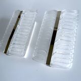 Pair of vintage 70s wall lights, chrome glass