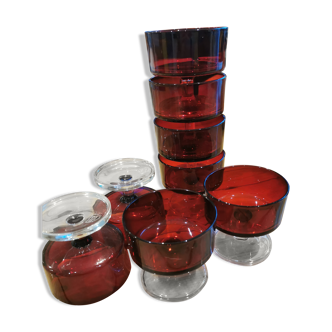 8 coupelles à glaces bp année 70 vintage