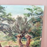 Old painting on canvas signed Bourbon.