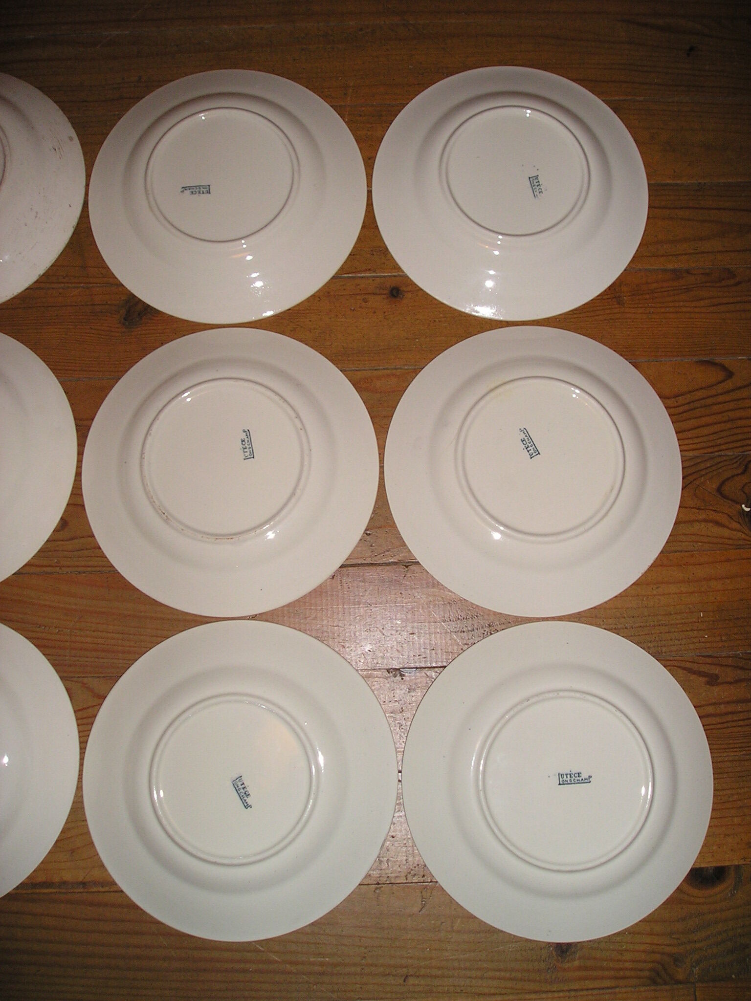 6 dinner plates, 6 plates service hollow earthenware Longchamp model Lutèce