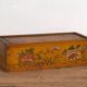 Antique Asian ochre-colored box with lotus flowers (c.1900) #1