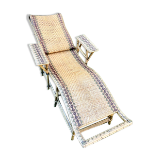 Antique rattan deck chair 20e century