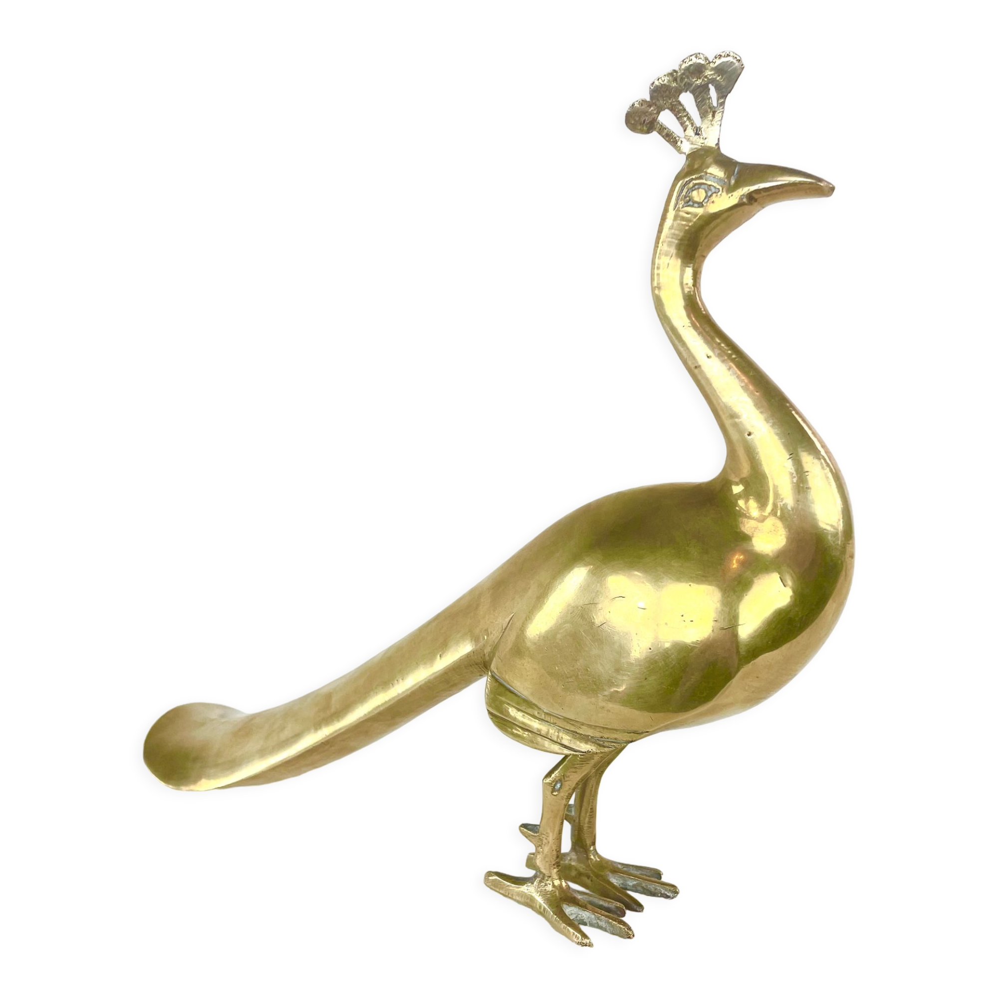 Brass peacock, mid-century