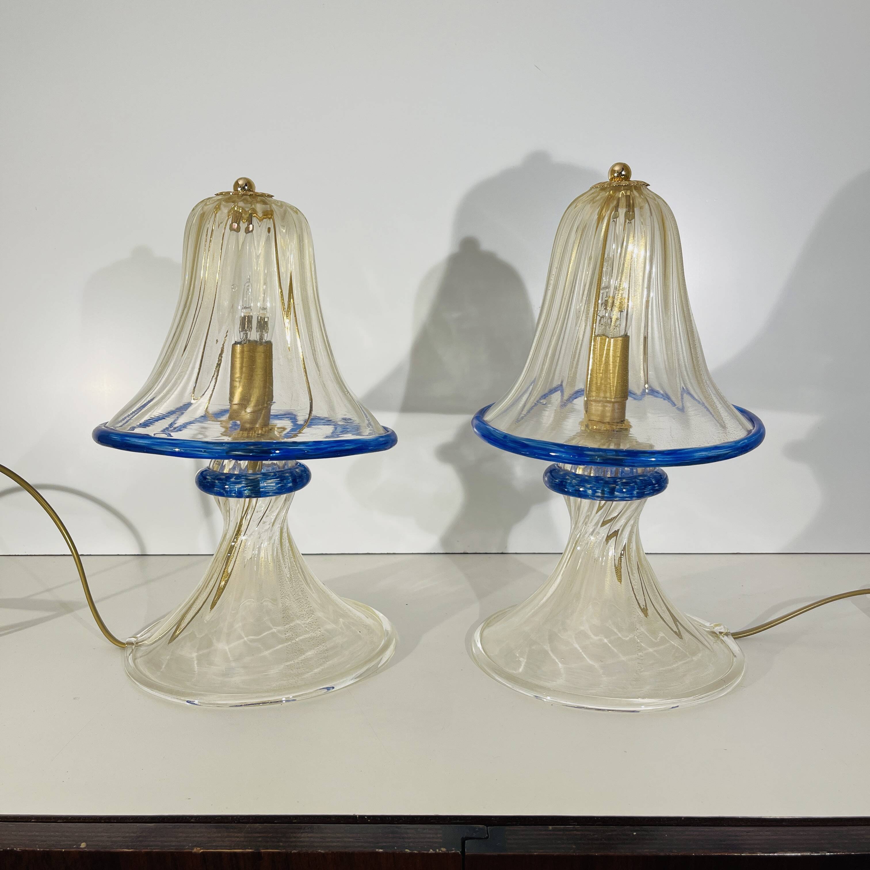 Paire de lampes 'champignon' Hollywood Regency, Barovier & Toso à Murano