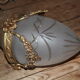Shell chandelier 1900, frosted glass engraved and bronze