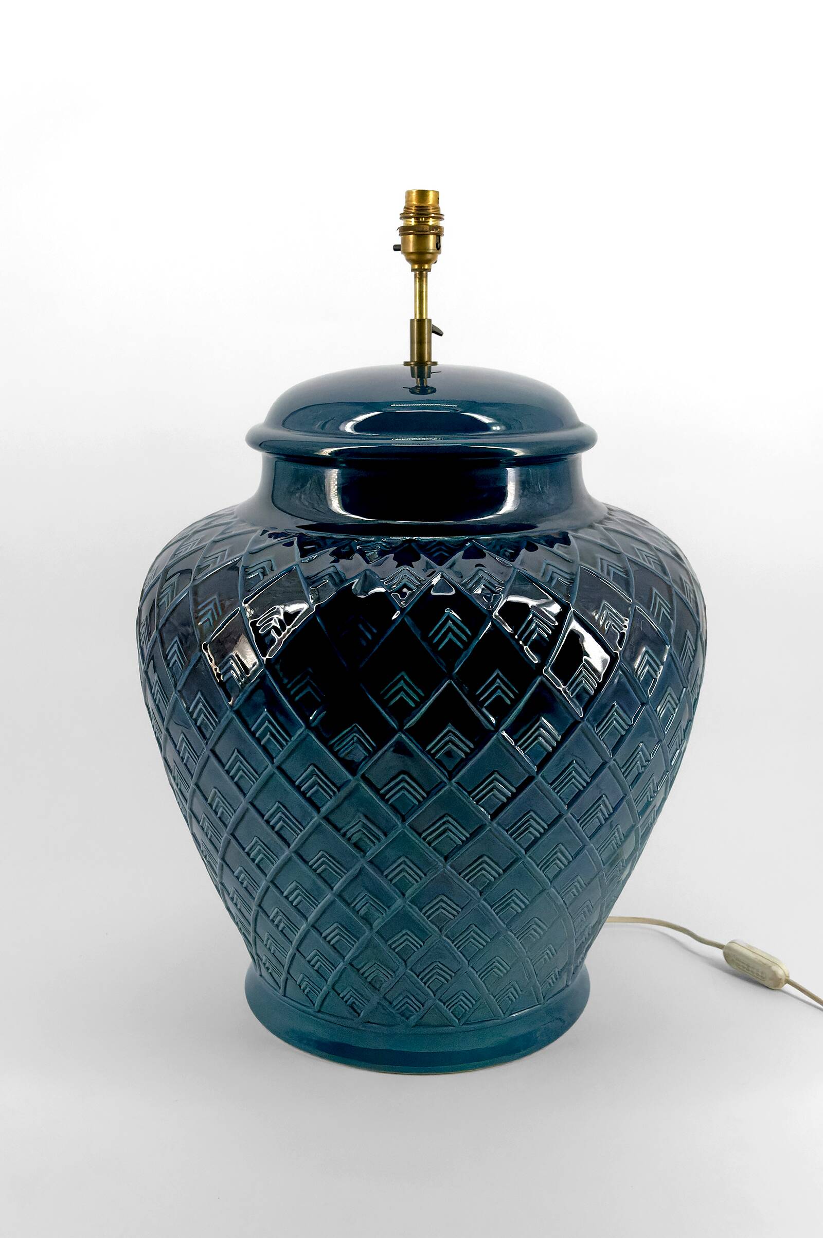 blue ceramic lamp, France, 1950s