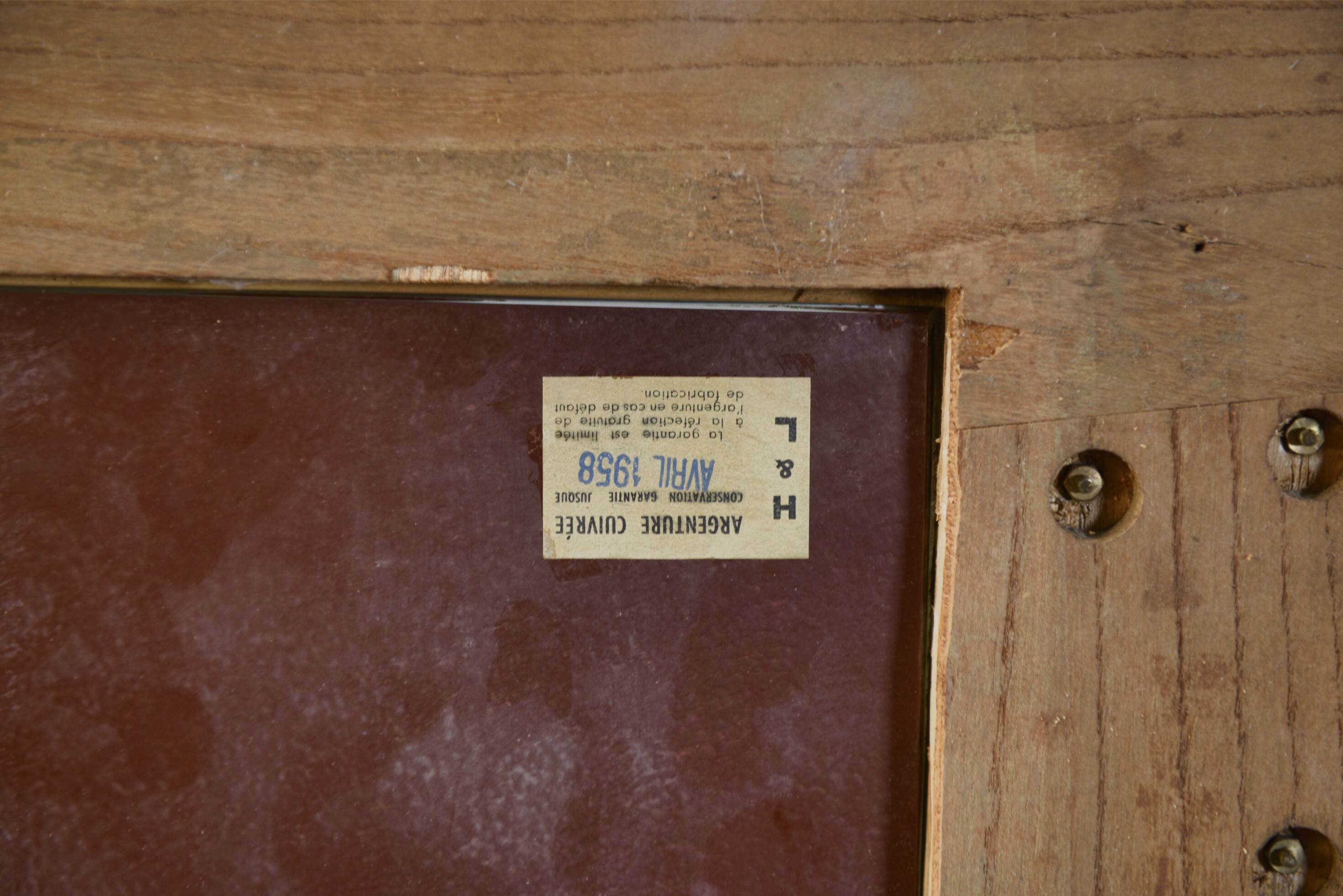 1950s modernist mahogany veneer mirror